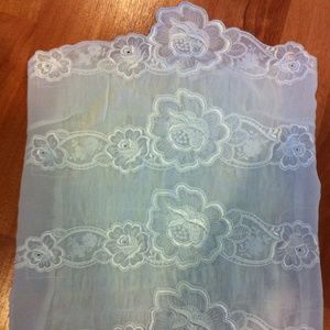 Embroidered sheer strapless top